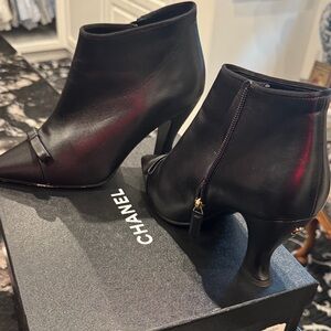 CHANEL Black Ankle Heeled Boots